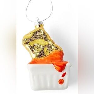 Rare Glittery chicken nugget with blown glass Christmas tree ornament